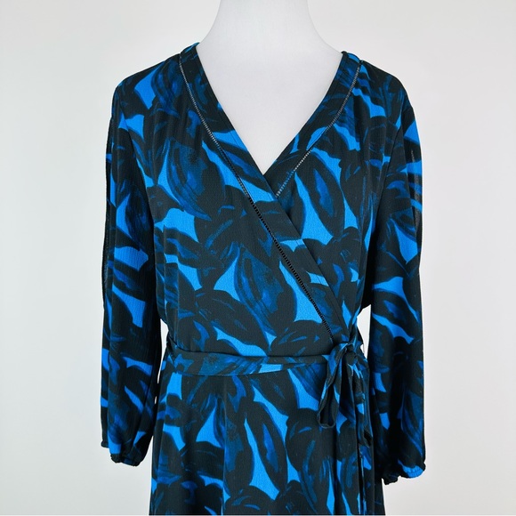 H by Halston Blue Wrap Dress Size XL - Picture 3 of 11
